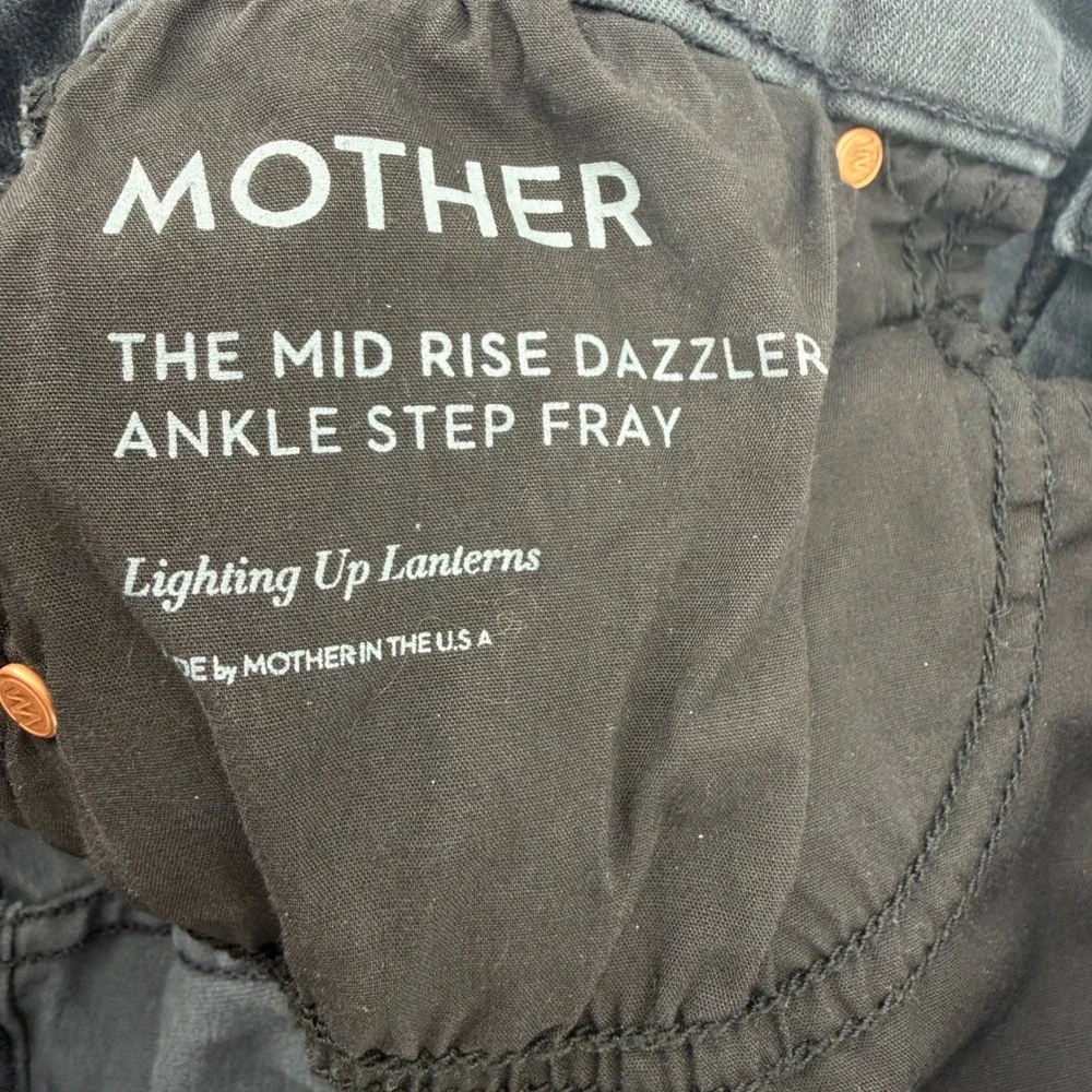 Mother The Mid Rise Dazzler Ankle Step Fray Jeans Women 29 Dark Grey